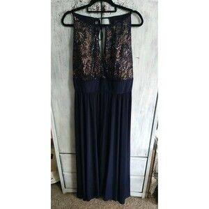 R & M Richards Woman Maxi Sleeveless Dress 14w Blue Vintage Feminine Y2K Sexy...